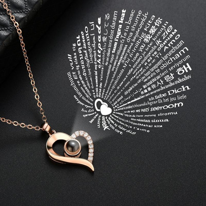 I Love You in 100 Languages Necklaces - With Long Lasting Preserved Rose - To My Love