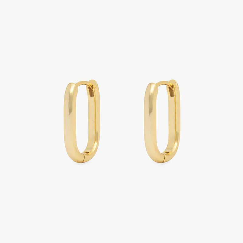 2PCS New Gold Color Square Hoop Earrings Women Men Stainless Steel Huggie Minimalist Punk Unisex Rock Earrings Piercing Jewelry