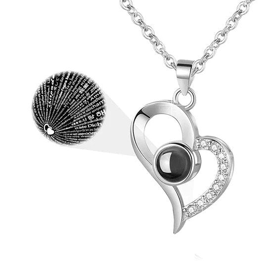 I Love You in 100 Languages Necklaces - With Long Lasting Preserved Rose - To My Love