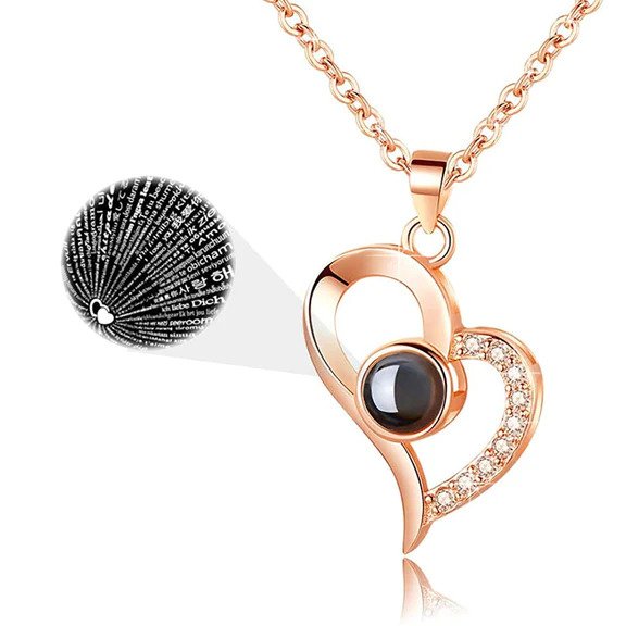 I Love You in 100 Languages Necklaces - With Long Lasting Preserved Rose - To My Love