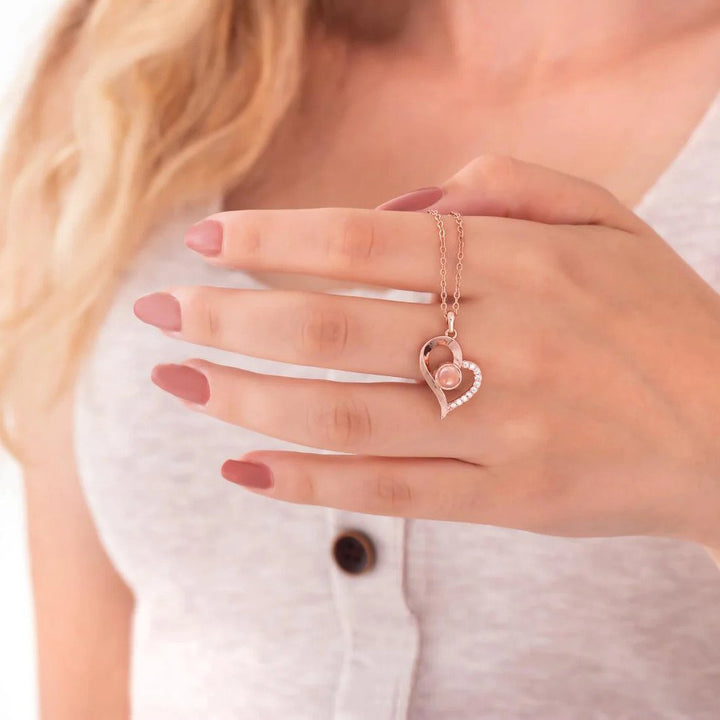 I Love You in 100 Languages Necklaces - With Long Lasting Preserved Rose - To My Love