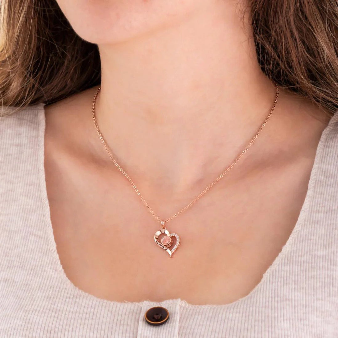 I Love You in 100 Languages Necklaces - With Long Lasting Preserved Rose - To My Love