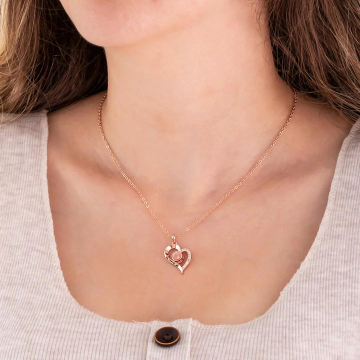 I Love You in 100 Languages Necklaces - With Long Lasting Preserved Rose - To My Love