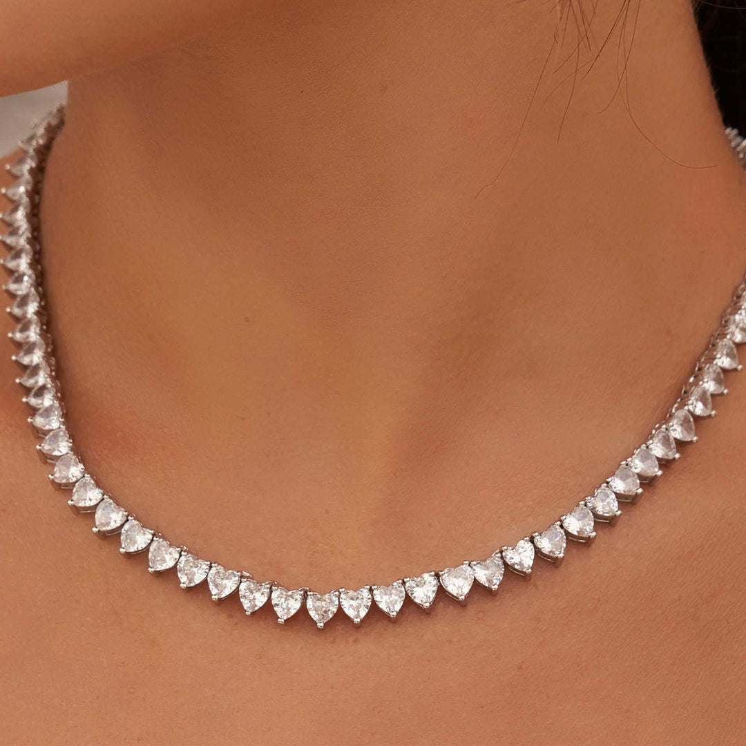 Heart Shaped Tennis Necklace