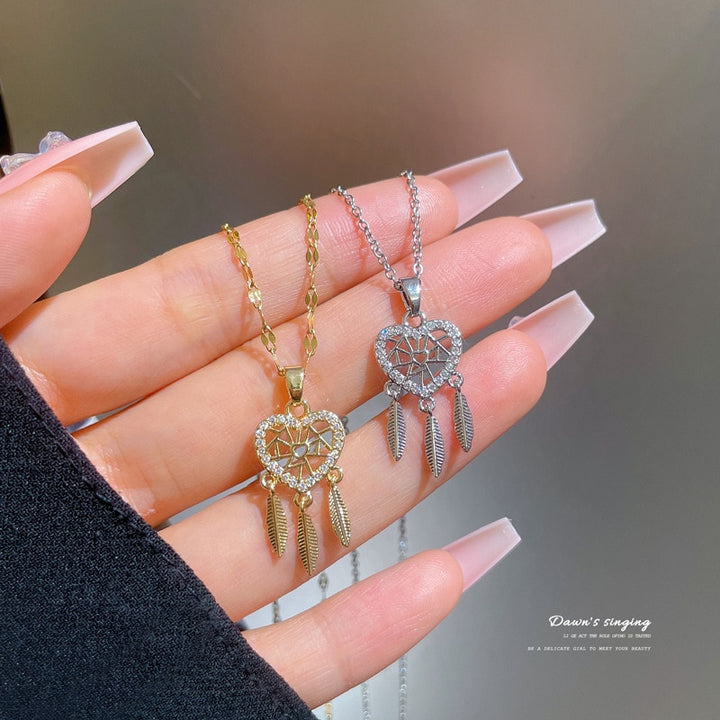 Dreamcatcher Crystal Charm Pendant Necklace
