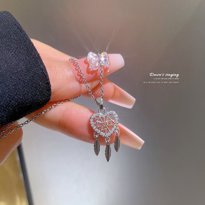 Dreamcatcher Crystal Charm Pendant Necklace
