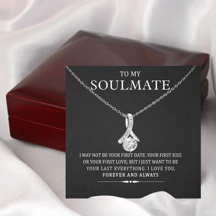 To My Soulmate, I Love You Forever & Always 14k Solid White Gold Necklace